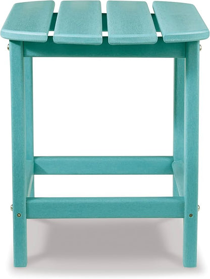 Signature Design by Ashley Sundown Treasure Outdoor Patio HDPE Weather Resistant End Table, Blue