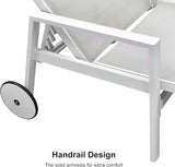 PURPLE LEAF Lounge Chair Outdoor Set 2 Pieces White Aluminum Chaise Lounge with Armrest and Wheels for Pool Deck Patio - Photo 3