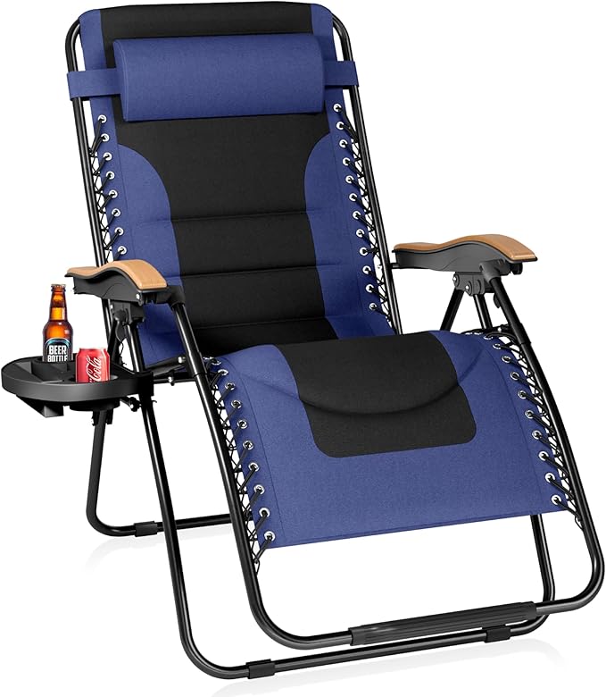 PHI VILLA XXL Oversized Padded Zero Gravity Chair, Foldable Patio Recliner - Photo 1