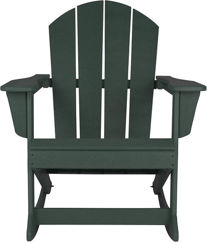 WO WESTIN OUTDOOR HDPE Laguna Outdoor Rocking Poly Adirondack Chair, Dark Green