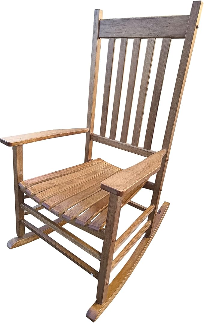 Kaimei Brown Solid Wood Rocking Chair for Balcony, Porch, Patio - Comfortable Outdoor Patio Furniture