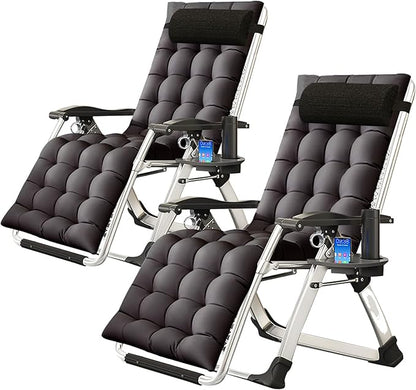 NAIZEA Padded Zero Gravity Chair, Folding Outdoor Lounge Chairs, Adjustable Reclining Camping Chairs with Cup Holder, Ergonomic Patio Lawn Chair for Balcony Beach Deck Yard