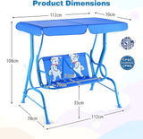 KOTEK Kids Patio Swing, 2-Seater Outdoor Hanging Bench with Adjustable Canopy, Safety Belt & Curved Armrest - Photo 2
