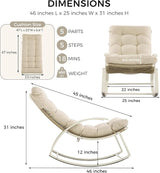 IRONCK Outdoor Rocking Chair with Armrest and Cushion, Patio Rocking Chair, 480lbs Capacity - Photo 2