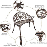 YRLLENSDAN Outdoor Bench 40in Steel Front Porch Decor Floral Garden Bench - Photo 5