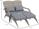 Outsunny Wicker Adirondack Chair for 2 with Cushions & Footrests, PE Rattan Double Chaise Lounge Chair - Photo 7