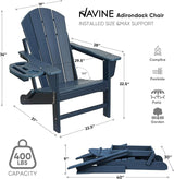 Adirondack Chair Set of 2, HDPE Folding Adirondack Chair with Multifunctional Cup Holder - Photo 3
