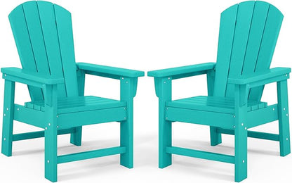 Costaelm Kids Lawn Chair Set of 2, Toddler Outdoor Chair Kids Patio Furniture and Outdoor Children Picnic Activity Baby Adirondack Chairs Set of 2 for Garden, Patio, Backyard & Beach, Turquoise