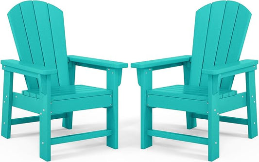 Costaelm Kids Lawn Chair Set of 2, Toddler Outdoor Chair Kids Patio Furniture and Outdoor Children Picnic Activity Baby Adirondack Chairs Set of 2 for Garden, Patio, Backyard & Beach, Turquoise