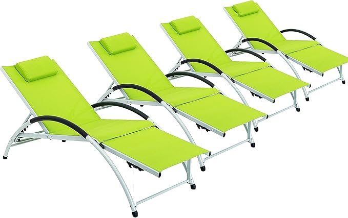 Sundale Outdoor Adjustable Patio Chaise Lounge Set of 4, 6 Position Lounge Chair - Photo 1