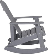 Flash Furniture Set of 2 Savannah Adirondack Rocking Chairs - Commercial Grade All-Weather Gray Poly Resin Wood - Photo 7