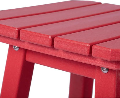 Costaelm 24" Height Outdoor Bar Stools, All-Weather Bar Stools, Adirondack Poly Patio Square Bar Stool for Patio, Deck, Kitchen Counter and Garden, Red