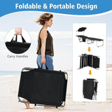 Goplus Tanning Chair, Foldable Beach Lounge Chair with 360°Canopy Sun Shade, Side Pocket - Photo 7