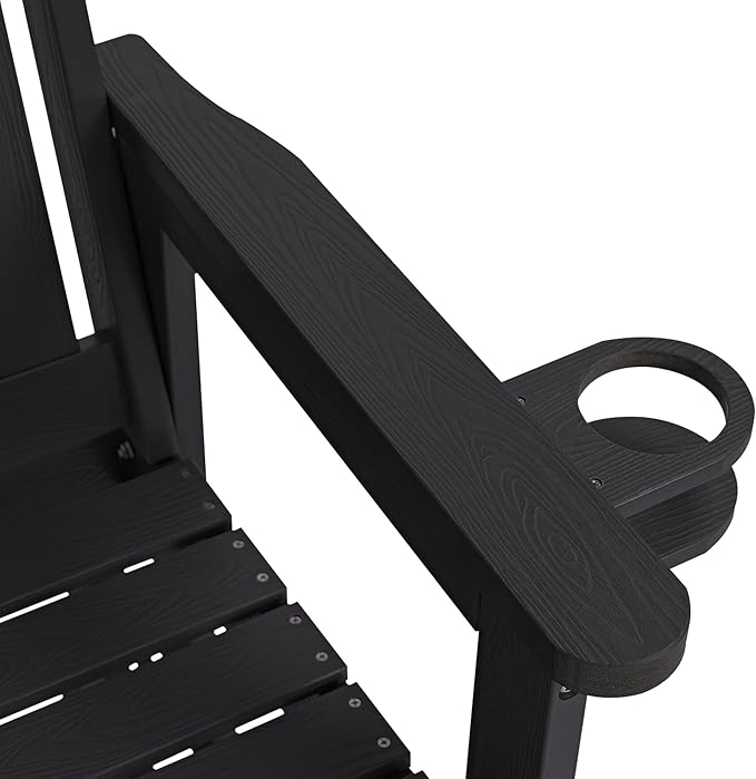 Poly Lumber Patio Glider, Durable HIPS Material, Weather-Resistant Swing Bench for Outdoor Porch Garden (Black - Photo 9