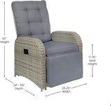Flash Furniture Nemo Indoor/Outdoor Patio Wicker Rattan Recliner, Lounge Chair with Flip-Up Side Table, Gray - Photo 3