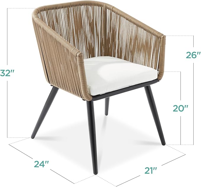 Best Choice Products Set of 2 Patio Dining Chairs, Outdoor Seating for Backyard, Poolside, Balcony w/Woven Wicker Design - Photo 3