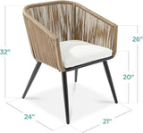 Best Choice Products Set of 2 Patio Dining Chairs, Outdoor Seating for Backyard, Poolside, Balcony w/Woven Wicker Design - Photo 3