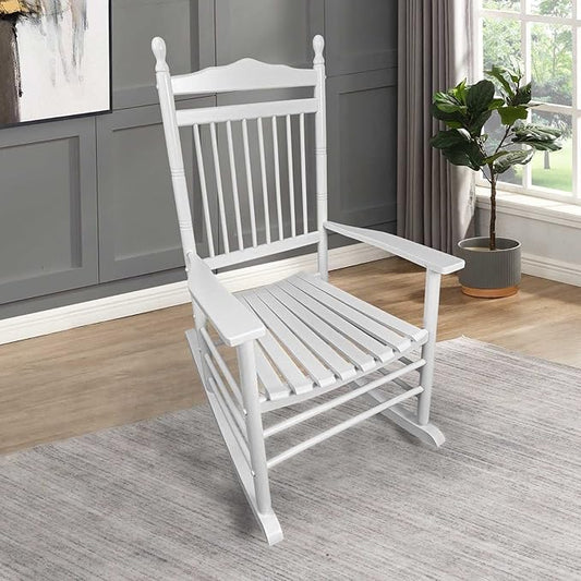Rocking Solid Wood Chair, Front Porch Rocker for Adult, Load Bearing 280 lbs