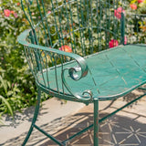 Zaer Ltd. Vintage Style Metal Patio Furniture with Heart Design Accents, Outdoor/Indoor Decor (Antique Green - Photo 4