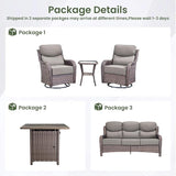 Luxury Patio Furniture Set with 6-inch Thick Cushion, Outdoor Furniture with Fire Pit Table, Swivel Chairs, Side Table - Photo 2