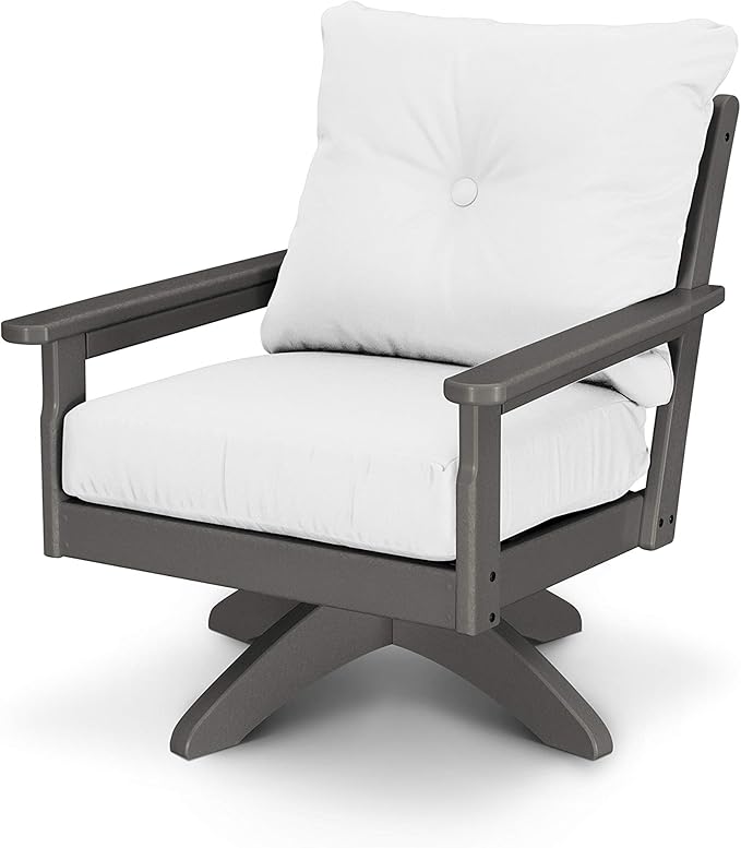 POLYWOOD® Vineyard Deep Seating Swivel Chair in Slate Grey/Natural - Photo 1