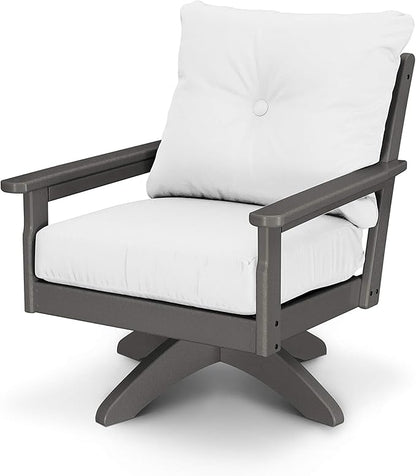 POLYWOOD® Vineyard Deep Seating Swivel Chair in Slate Grey/Natural