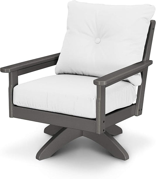 POLYWOOD® Vineyard Deep Seating Swivel Chair in Slate Grey/Natural