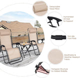 Goplus Zero Gravity Chair Set, 3 Pieces Outdoor Lounge Chair Recliners w/Side Table, Headrest and Cup Holders - Photo 6