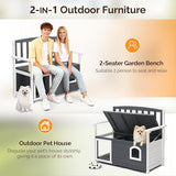 VINGLI Outdoor Storage Bench with Built-in Dog House - Photo 7