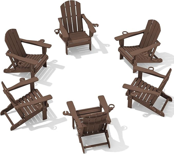 SERWALL Adirondack Chair with Cup Holders - Composite Adirondack Chairs Set of 6 HDPE Outdoor Chairs All Weather Use - Photo 1