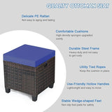 Tangkula 2 Pieces Outdoor Patio Ottoman, All Weather Rattan Wicker Ottoman Seat, Patio Rattan Furniture - Photo 6