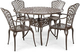 Kinger Home Arden 5-Piece Outdoor Dining Set for 4, Cast Aluminum Patio Furniture, Round Table with Chairs - Photo 1