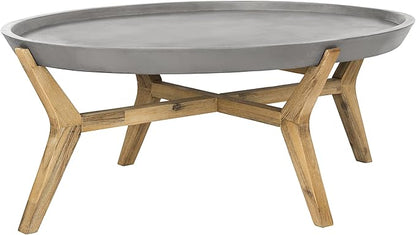 Safavieh Outdoor Collection Hadwin Dark Grey Indoor/Outdoor Modern Concrete Oval 31.5" Coffee Table