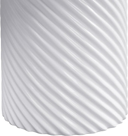 Christopher Knight Home Modern Roski 43" Round Outdoor Dining Table, Modern Patio Dining Table for 4, Lightweight Concrete Patio Coffee Table, MGO Garden Dining Table with Ribbed Base, White