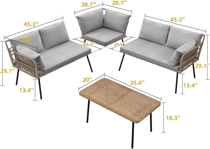 DWVO 4-Piece Outdoor Sectional Sofa Set - Photo 3
