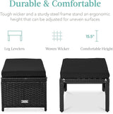 Best Choice Products Set of 2 Wicker Ottomans, Multipurpose Outdoor Furniture for Patio, Backyard, Additional Seating - Photo 2