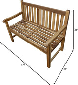 EcoDecors Hampstead 51 inch Heath Outdoor Bench Teak Wood Garden Bench for Patio with Armrests and Backrest for Indoor - Photo 3