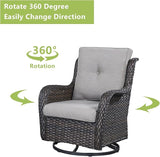 Rilyson Wicker Patio Furniture Set - 6 Piece Rattan Outdoor Sectional Conversation Sets with 2 Rocking Swivel Chairs - Photo 6