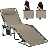 KingCamp Lounge Chair Outdoor, Folding Portable Tanning Chairs Comfy Adjustable 5-Position Lay Flat Foldable Chaise - Photo 1