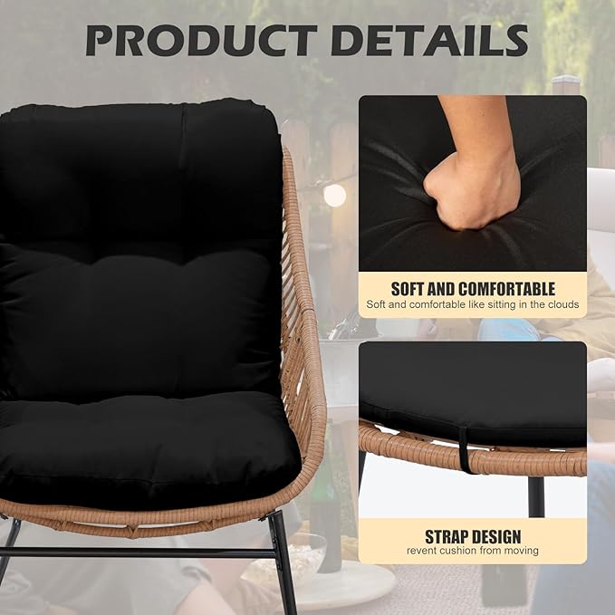 Outdoor Wicker Papasan Egg Chair with Ottoman - Photo 7