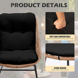 Outdoor Wicker Papasan Egg Chair with Ottoman - Photo 7