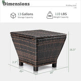 Outvita Outdoor Side Table, Rattan Coffee Table with Storage 13 Gallon Patio Small Deck Storage Box for Cushion Towel - Photo 3