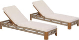 Christopher Knight Home Lamon Acacia Wood Chaise Lounge Chair Outdoor Set of 2 with Cushion - Photo 6