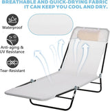 Outdoor Tanning Chair with Pillow, Folding Chaise Lounge Chair with Adjustable Backrest - Photo 5