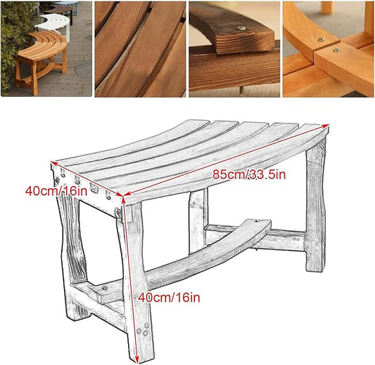 Outdoor Curved Bench, 2-Person Rustic Wood Bench for Garden, Backyard, Porch, Max Load 440 LBS, Wraparound Garden Furniture Wooden(White)
