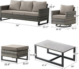 Wicker Outdoor Patio Furniture Set - 6 Piece Patio Conversation Set with 2 Swivel Rocker Chairs, 2 Rattan Ottoman - Photo 2