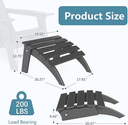 Adirondack Ottoman Set of 4, Folding Adirondack Ottoman for Adirondack Chair, HDPE All Weather Outdoor Footstool for Patio, Backyard, Porch, Garden, Grey