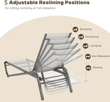Kingdura Chaise Lounge Chair for Pool, Aluminum Outdoor Lounge Chairs with 5 Positions Recliner - Photo 7
