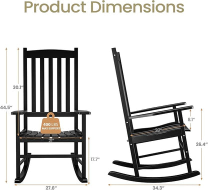 SUPER DEAL Outdoor Wood Rocking Chair for Porch, All Weather Resistant Outdoor Indoor Patio Rocker Chair (2)