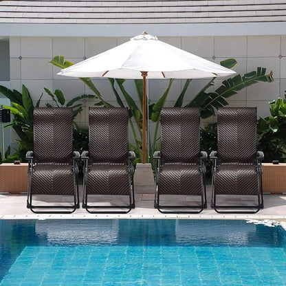 Tangkula Rattan Zero Gravity Chair, Outdoor Adjustable Folding Lounge Chair with Widened Armrest & Locking System, Heavy Duty Wicker Chaise Folding Recliner for Pool, Patio, Beach, Yard (1)